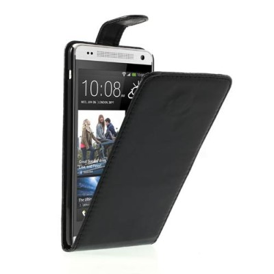 HTC One Max 8088 klasisks ādas vertikāli atvēramais melns futrālis / Vacins.lv
