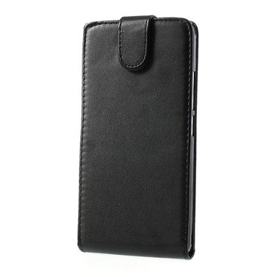 HTC One Max 8088 klasisks ādas vertikāli atvēramais melns futrālis / Vacins.lv