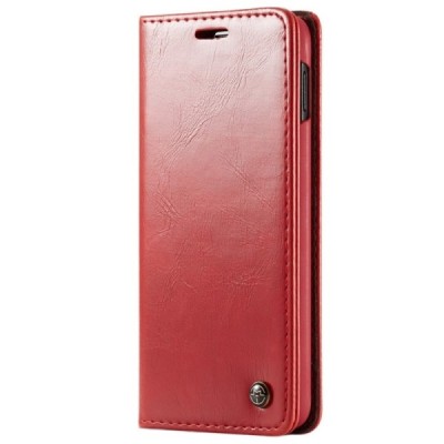 Samsung Galaxy S10e (G970) „CaseMe“ solīds atvēramais ādas sarkans maciņš - maks / Vacins.lv