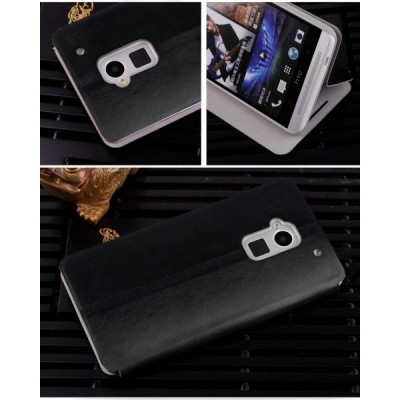 HTC One Max atvēramais melns ādas maciņš / Vacins.lv