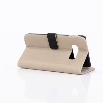 Samsung Galaxy S10e (G970) atverčiamas smėlio spalvos odinis retro dėklas - piniginė / Priedai.lt