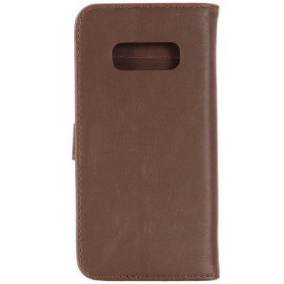 Samsung Galaxy S10e (G970) atverčiamas tamsiai rudas odinis retro dėklas - piniginė / Priedai.lt
