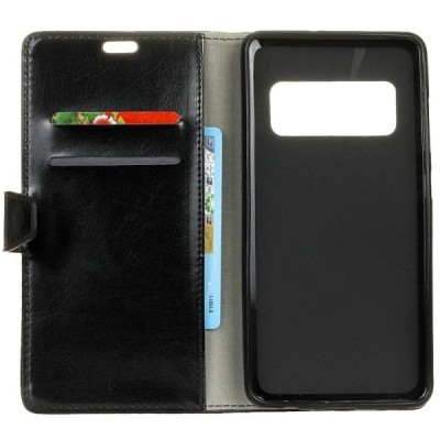 Samsung Galaxy S10e (G970) atvēramais ādas melns maciņš (maks) / Vacins.lv