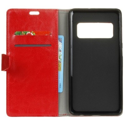 Samsung Galaxy S10e (G970) atverčiamas raudonas odinis dėklas - piniginė / Priedai.lt