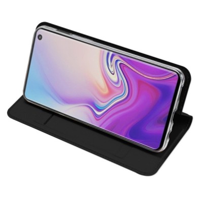 Samsung Galaxy S10e (G970) „Dux Ducis“ Skin sērijas melns ādas atvērams maciņš / Vacins.lv