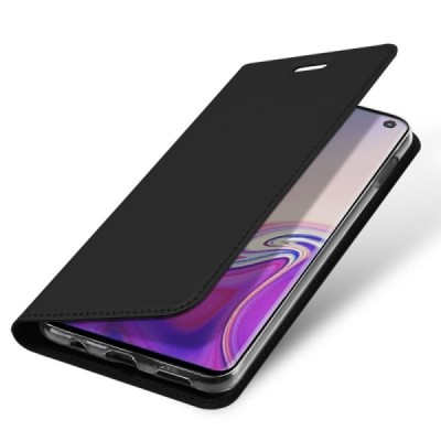 Samsung Galaxy S10e (G970) „Dux Ducis“ Skin sērijas melns ādas atvērams maciņš / Vacins.lv
