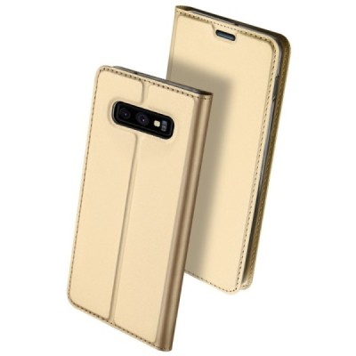 Samsung Galaxy S10e (G970) „Dux Ducis“ Skin sērijas zelta ādas atvērams maciņš / Vacins.lv