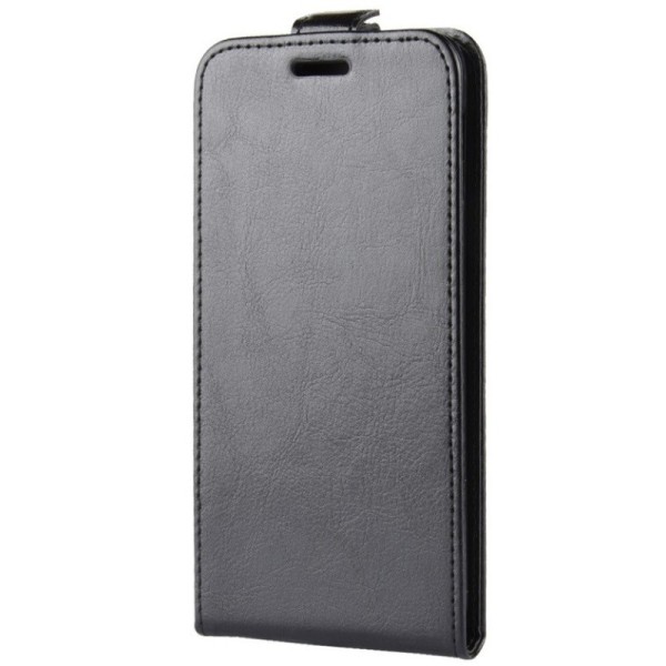 Klasisks ādas vertikāli atvēramais maciņš - melns (Galaxy S10e)