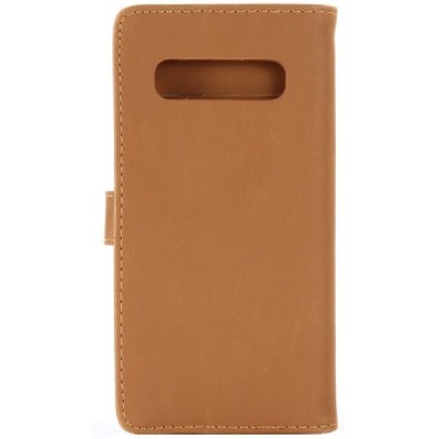 Samsung Galaxy S10+ (G975) atvēramais ādas gaiši brūns retro maciņš (maks) / Vacins.lv