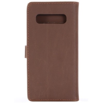 Samsung Galaxy S10+ (G975) atvēramais ādas tumši brūns retro maciņš (maks) / Vacins.lv