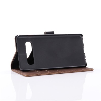 Samsung Galaxy S10+ (G975) atvēramais ādas tumši brūns retro maciņš (maks) / Vacins.lv