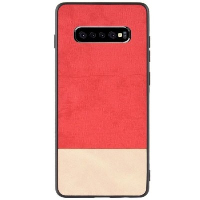Samsung Galaxy S10+ (G975) „Bi-Color“ Splicing smilšains, sarkans ādas apvalks / Vacins.lv