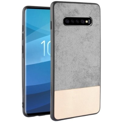 Samsung Galaxy S10+ (G975) „Bi-Color“ Splicing smilšains, pelēks ādas apvalks / Vacins.lv