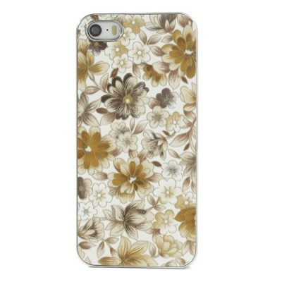 Geltonas, vasariškas plastikinis Apple iPhone SE (5, 5s) dėklas išmargintas gėlėmis / Priedai.lt