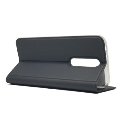 Nokia 5.1 Plus (2018) „Dux Ducis“ Skin sērijas melns ādas atvērams maciņš / Vacins.lv