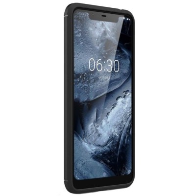 Nokia 5.1 Plus (2018) „Carbon“ cieta silikona (TPU) melns apvalks / vacins.lv