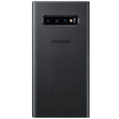 Samsung Galaxy S10 (G973) oficiāls Led View Cover atvērams melns ādas maciņš (maks) / Vacins.lv