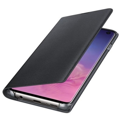 Samsung Galaxy S10 (G973) oficiāls Led View Cover atvērams melns ādas maciņš (maks) / Vacins.lv