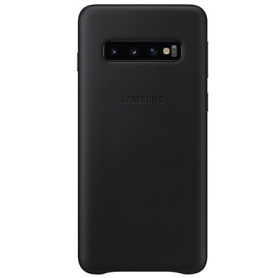 Samsung Galaxy S10 (G973) Leather Cover melns ādas apvalks / Vacins.lv