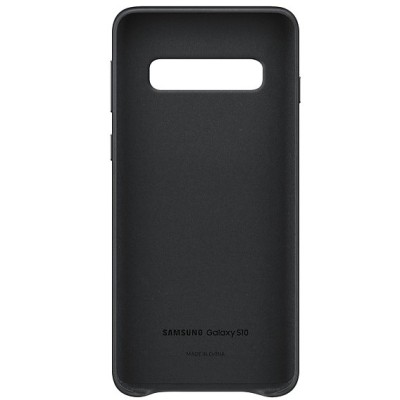 Samsung Galaxy S10 (G973) Leather Cover melns ādas apvalks / Vacins.lv