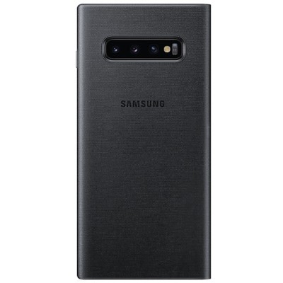 Samsung Galaxy S10+ (G975) originalus Led View Cover atverčiamas juodas odinis dėklas - piniginė / Priedai.lt