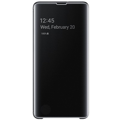 Samsung Galaxy S10+ (G975) originalus Clear View Standing Cover atverčiamas juodas dėklas / Priedai.lt