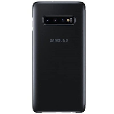 Samsung Galaxy S10+ (G975) originalus Clear View Standing Cover atverčiamas juodas dėklas / Priedai.lt