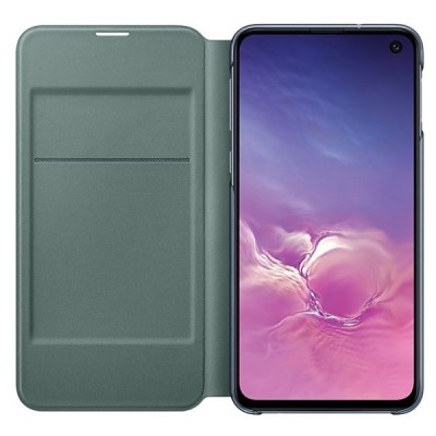 Samsung Galaxy S10e (G970) originalus Led View Cover atverčiamas juodas odinis dėklas - piniginė / Priedai.lt