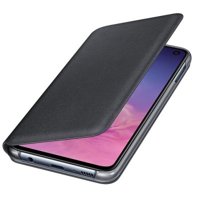 Samsung Galaxy S10e (G970) originalus Led View Cover atverčiamas juodas odinis dėklas - piniginė / Priedai.lt