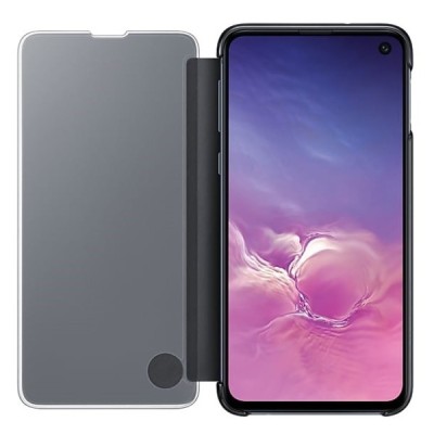 Samsung Galaxy S10e (G970) oficiāls Clear View Standing Cover atvērams melns ādas maciņš / Vacins.lv