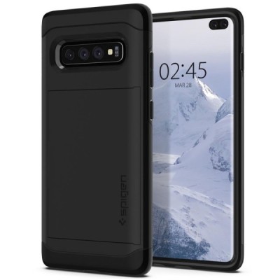 Samsung Galaxy S10+ (G975) „Spigen“ Slim Armor CS melns silikons apvalks / vacins.lv