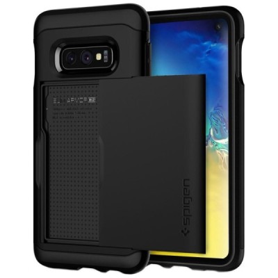 „Spigen“ Slim Armor CS Samsung Galaxy S10e (G970) juodas kieto silikono dėklas / Priedai.lt