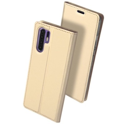„Dux Ducis“ Skin serijos Huawei P30 Pro auksinis odinis atverčiamas dėklas / Priedai.lt