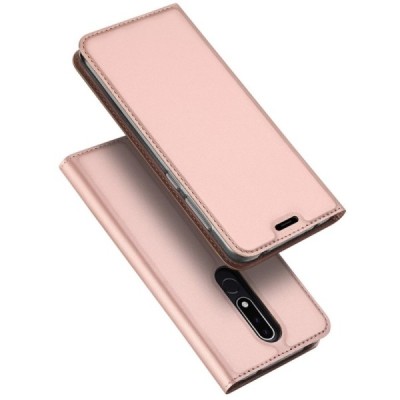 Nokia 3.1 Plus (2018) „Dux Ducis“ Skin sērijas rozs ādas atvērams maciņš / Vacins.lv