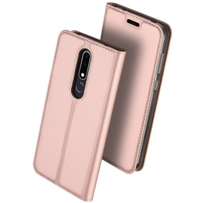 Nokia 3.1 Plus (2018) „Dux Ducis“ Skin sērijas rozs ādas atvērams maciņš / Vacins.lv