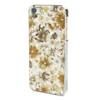 Geltonas, vasariškas plastikinis Apple iPhone SE (5, 5s) dėklas išmargintas gėlėmis / Priedai.lt