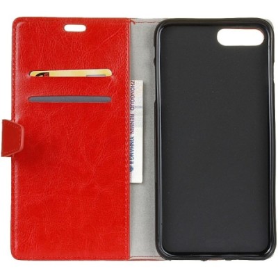 Huawei Y6 2018 (Honor 7A) atverčiamas raudonas odinis dėklas, knygutė - piniginė / Priedai.lt