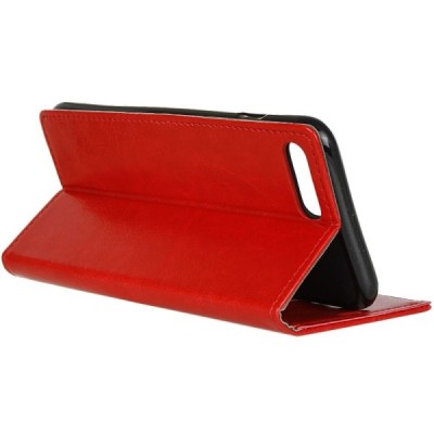 Huawei Y6 2018 (Honor 7A) atverčiamas raudonas odinis dėklas, knygutė - piniginė / Priedai.lt