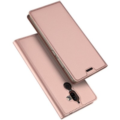 Nokia 7 Plus „Dux Ducis“ Skin sērijas rozs ādas atvērams maciņš / Vacins.lv
