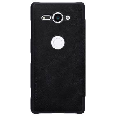 Greznais „Nillkin“ Qin sērijas ādas atvērams melns Sony Xperia XZ2 Compact maciņš / Vacins.lv