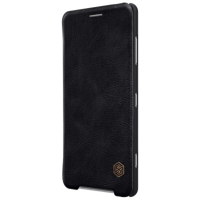 Greznais „Nillkin“ Qin sērijas ādas atvērams melns Sony Xperia XZ2 Compact maciņš / Vacins.lv