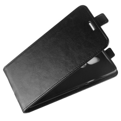 Nokia 7 Plus klasisks ādas vertikāli atvēramais melns maciņš / Vacins.lv