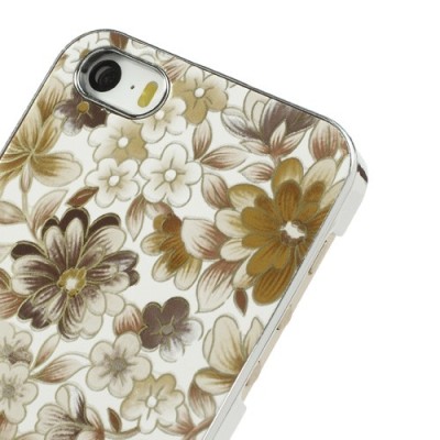 Geltonas, vasariškas plastikinis Apple iPhone SE (5, 5s) dėklas išmargintas gėlėmis / Priedai.lt