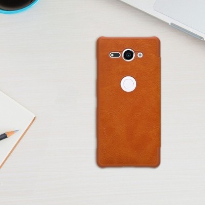 Greznais „Nillkin“ Qin sērijas ādas atvērams brūns Sony Xperia XZ2 Compact maciņš / Vacins.lv