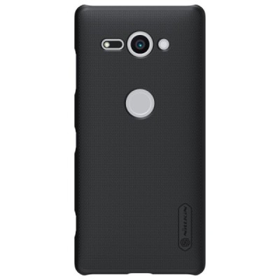 Nillkin Frosted Shield Sony Xperia XZ2 Compact juodas plastikinis dėklas + apsauginė ekrano plėvelė / Priedai.lt