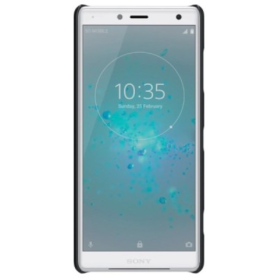 Nillkin Frosted Shield Sony Xperia XZ2 Compact juodas plastikinis dėklas + apsauginė ekrano plėvelė / Priedai.lt