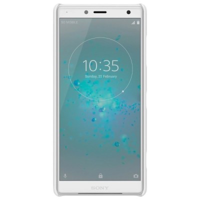 Nillkin Frosted Shield Sony Xperia XZ2 Compact baltas plastikinis dėklas + apsauginė ekrano plėvelė / Priedai.lt