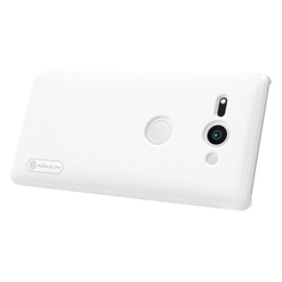 Nillkin Frosted Shield Sony Xperia XZ2 Compact baltas plastikinis dėklas + apsauginė ekrano plėvelė / Priedai.lt