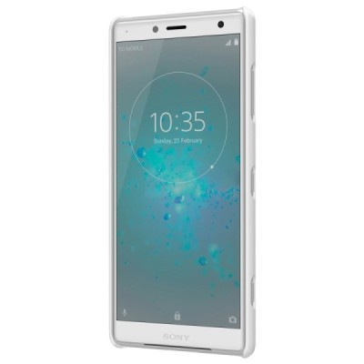 Nillkin Frosted Shield Sony Xperia XZ2 Compact baltas plastikinis dėklas + apsauginė ekrano plėvelė / Priedai.lt