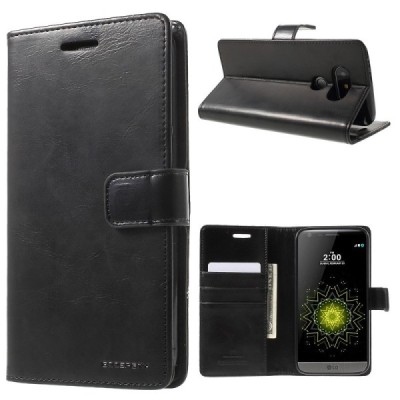 Mercury Blue Moon atverčiamas LG G5 (H850) juodas odinis dėklas - piniginė / Priedai.lt